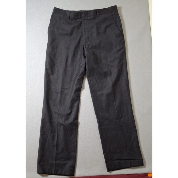 Zignone Dress Pants 35/34 Charcoal Cuffed Wool Cashmere Blend Made in Italy EUC - Picture 1 of 10